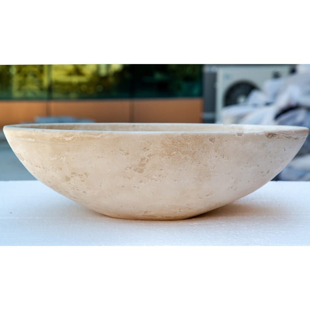 Troia Light Travertine Above Vanity Bathroom Oval Vessel Sink (W)16" (L)21"