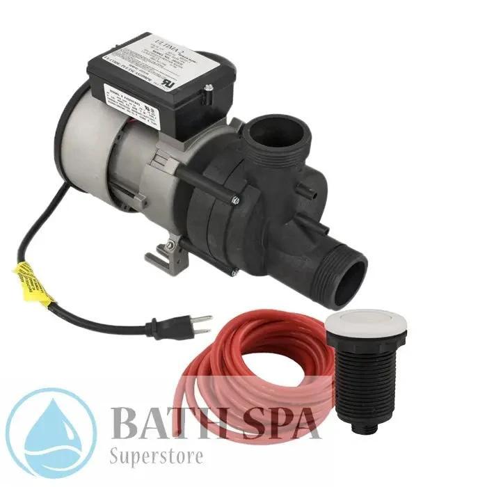 Waviator Replacement Bath Pump 9a [120v] air button, air tubing (1051057) Bath Pumps & Parts: Bath Pumps (Balboa WOW) pump_button_tubing