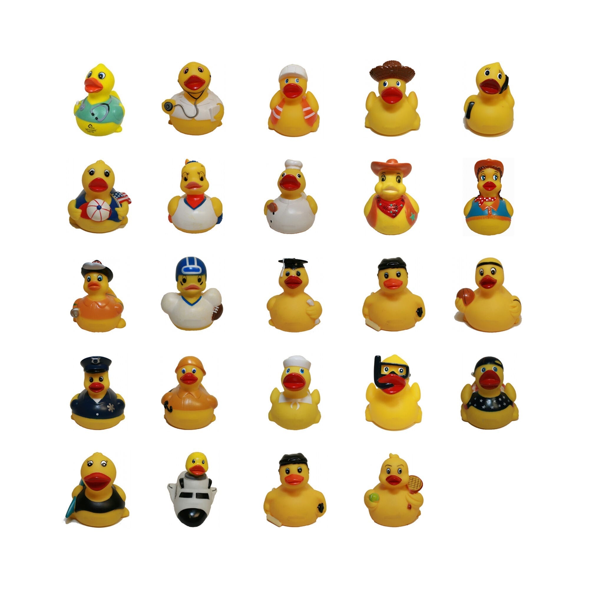 Rubber Duck Toy: Rubber Duck, Assortment Of 24 Career Ducks