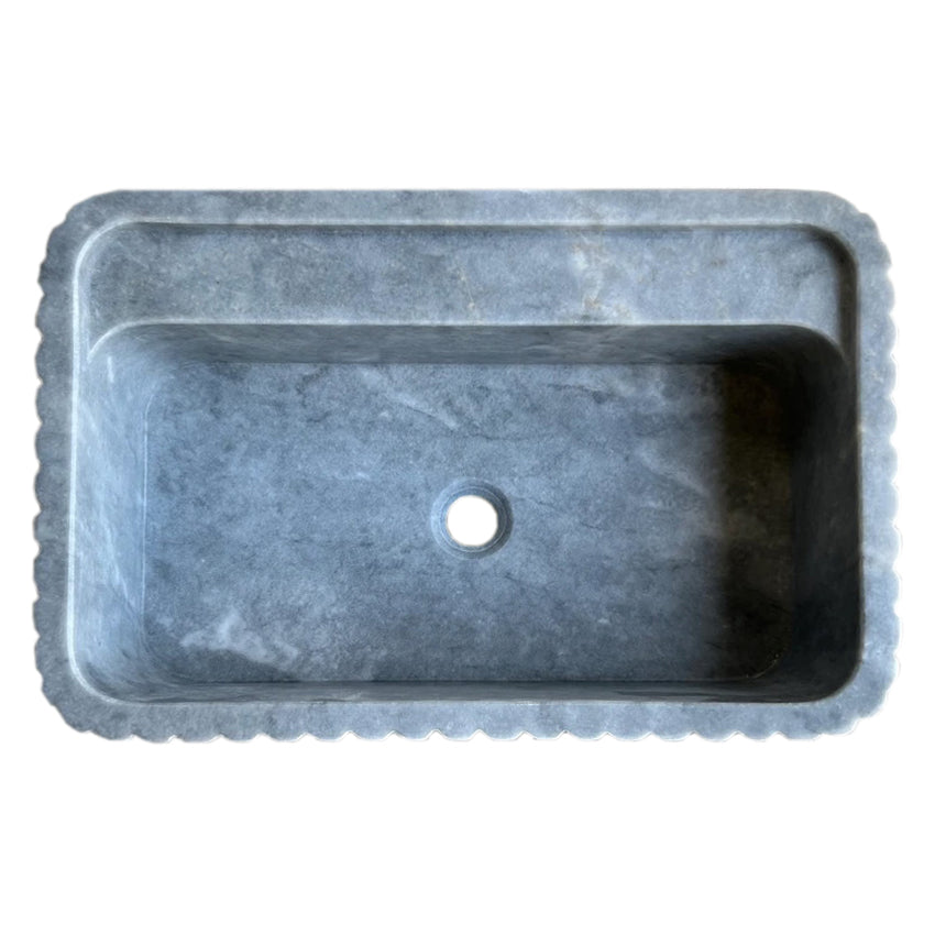 Bluestone Marble Rectangular Wall-mount Bathroom Sink Fluted (W)16" (L)24" (H)12"