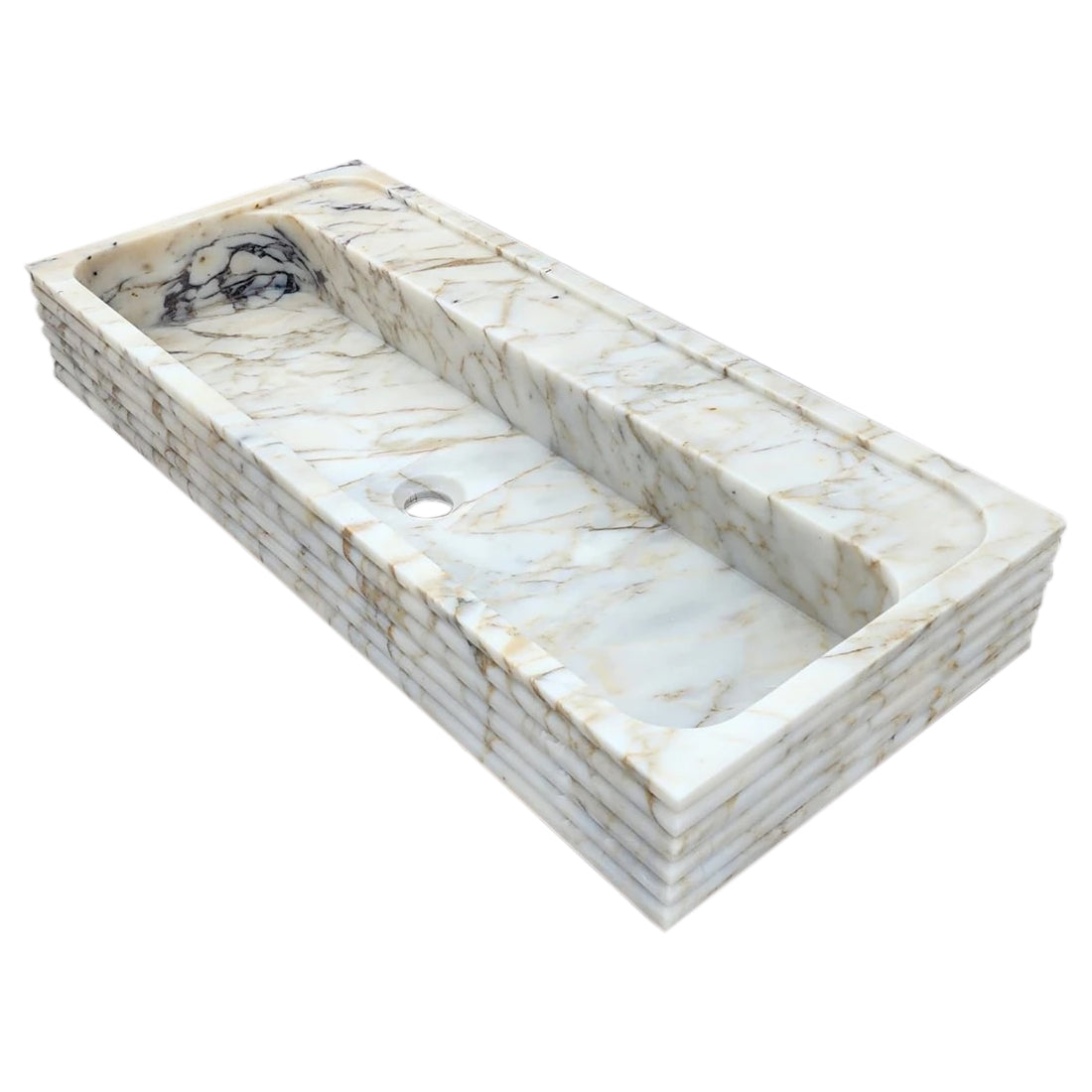 Calacatta Viola Gold Marble Wall-mount Bathroom Sink Horizontal Fluted (W)16" (W)36" (H)5"