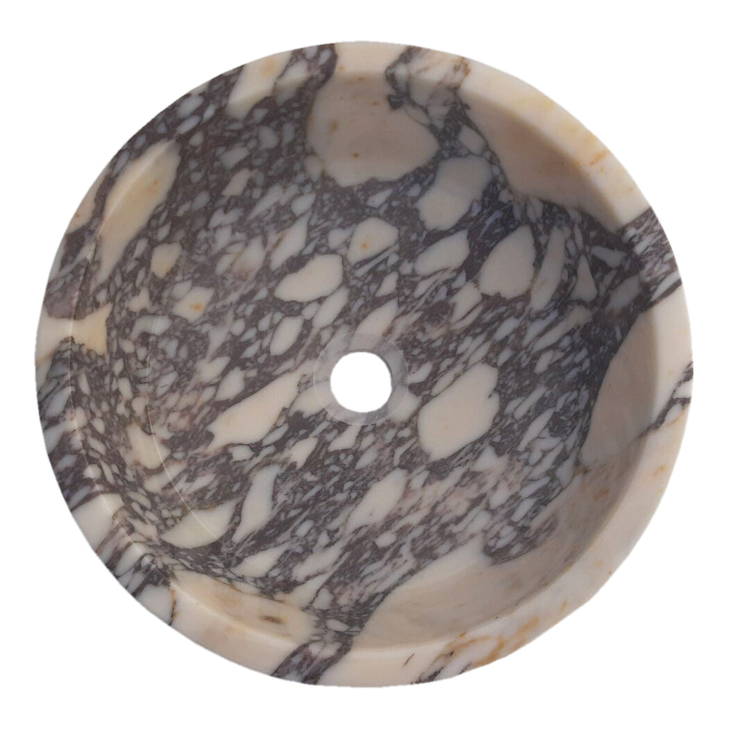 Calacatta Viola Marble Tapered Above Vanity Bathroom Sink Honed/Matte (D)16" (H)6"