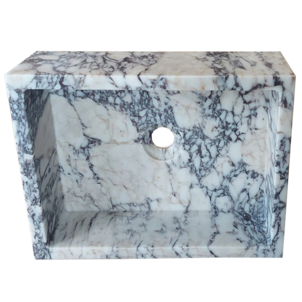 Calacatta Viola Marble Rectangular Wall-mount Bathroom Sink Drain Cap (W)14" (W)18" (H)5"