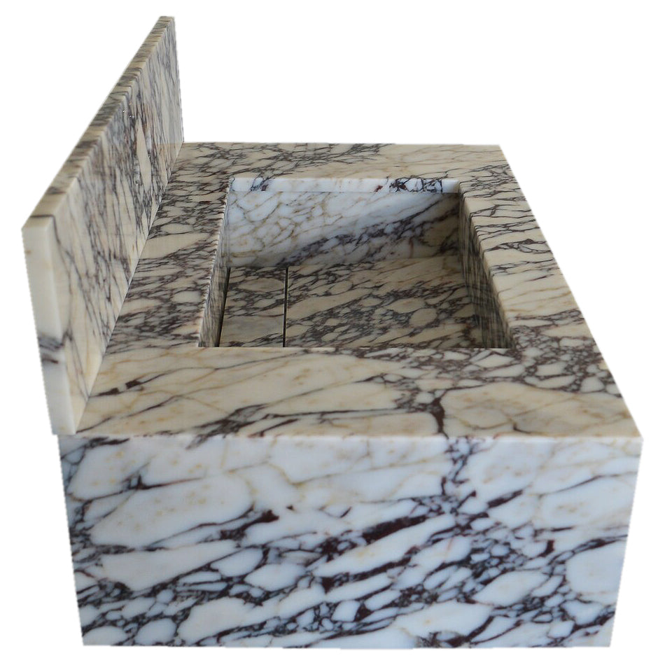 Calacatta Viola Marble Rectangular Wall-mount Bathroom Sink with 8" Backsplash (W)21" (L)34" (H)10"