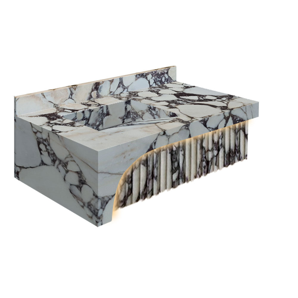 Calacatta Viola Marble Wall-mount Bathroom Sink Hidden Drain Set of 2