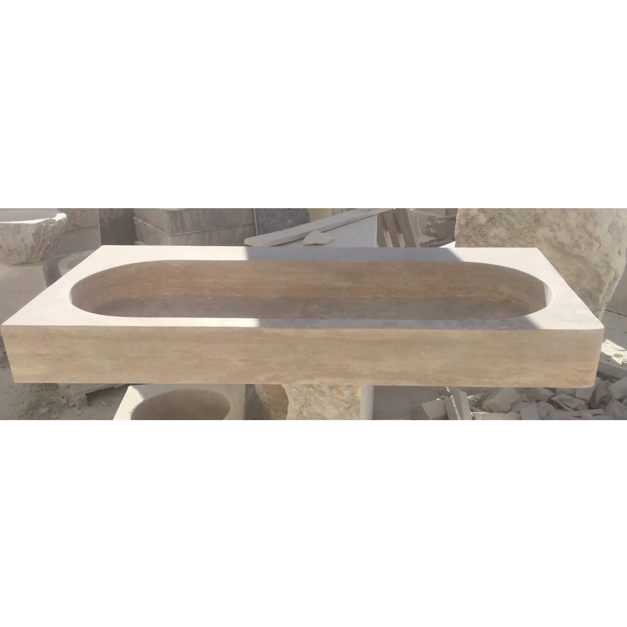 Light Travertine Natural Stone Basin Travertine Above Vanity Bathroom Sink