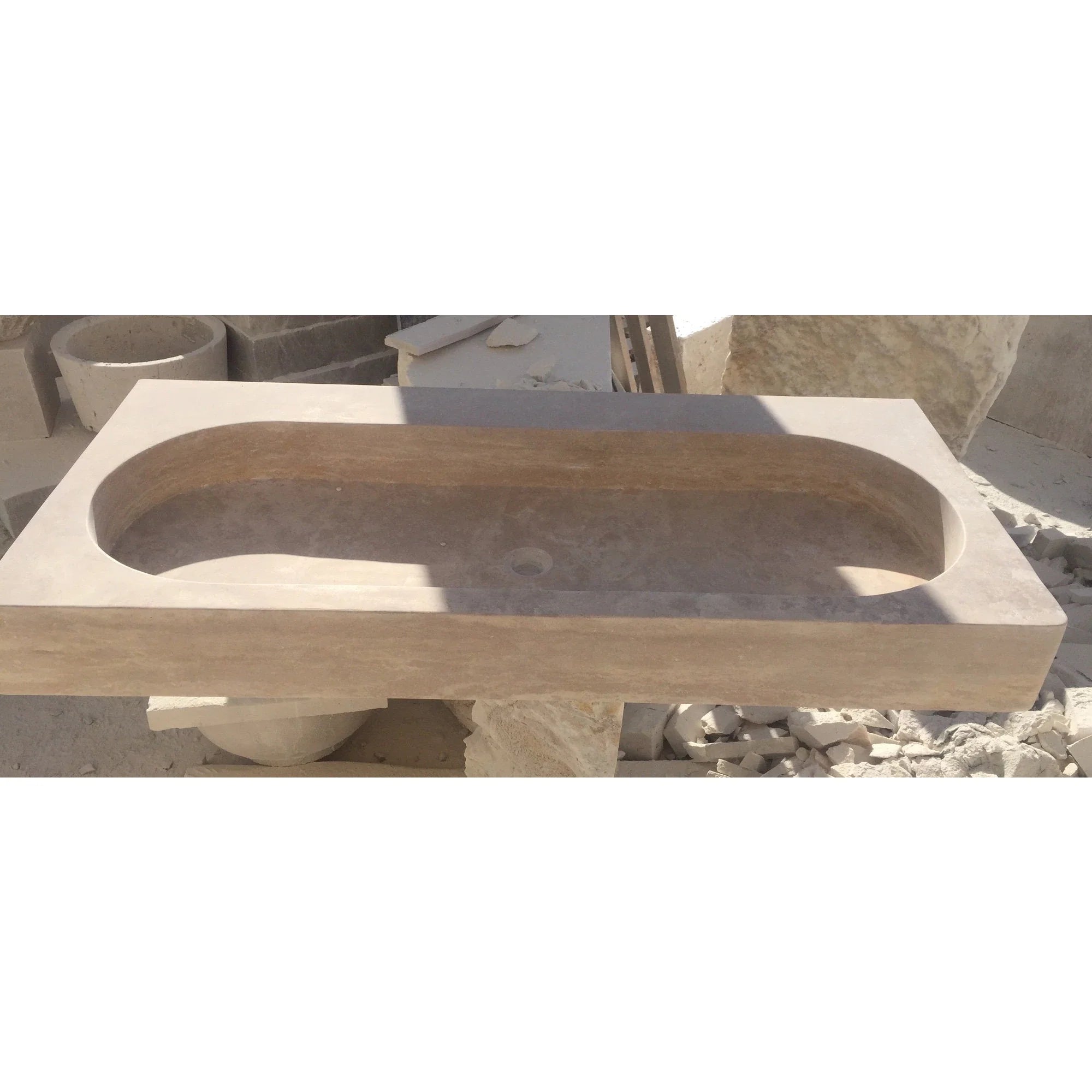 Light Travertine Natural Stone Basin Travertine Above Vanity Bathroom Sink