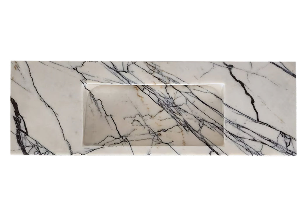 New York Marble Wall-mount Bathroom Sink Hidden Drain Polished (W)16" (W)43" (H)6"