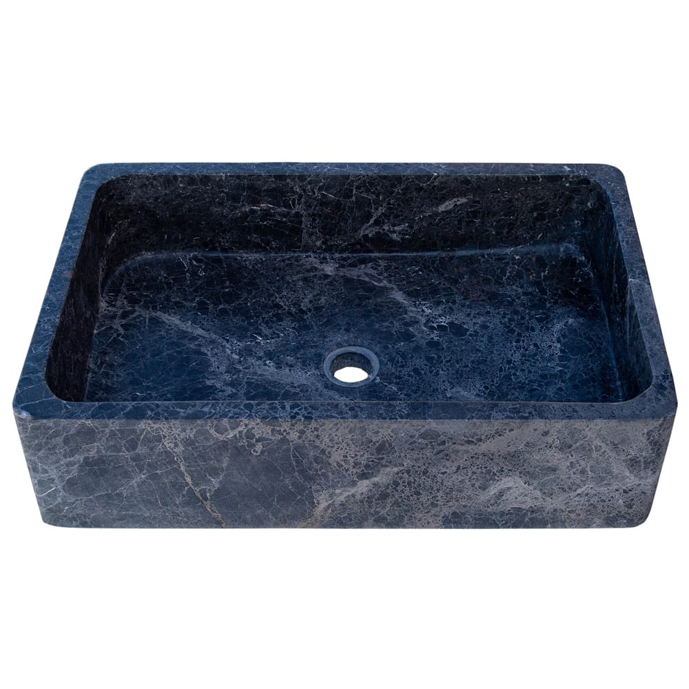 Natural Stone Sirius Black Marble Rectangular Above Vanity Bathroom Sink Polished