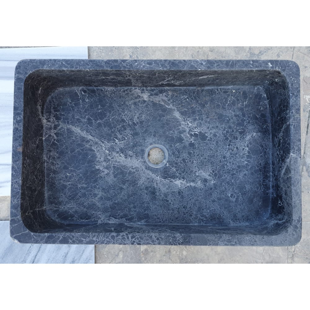 Natural Stone Sirius Black Marble Rectangular Above Vanity Bathroom Sink Polished