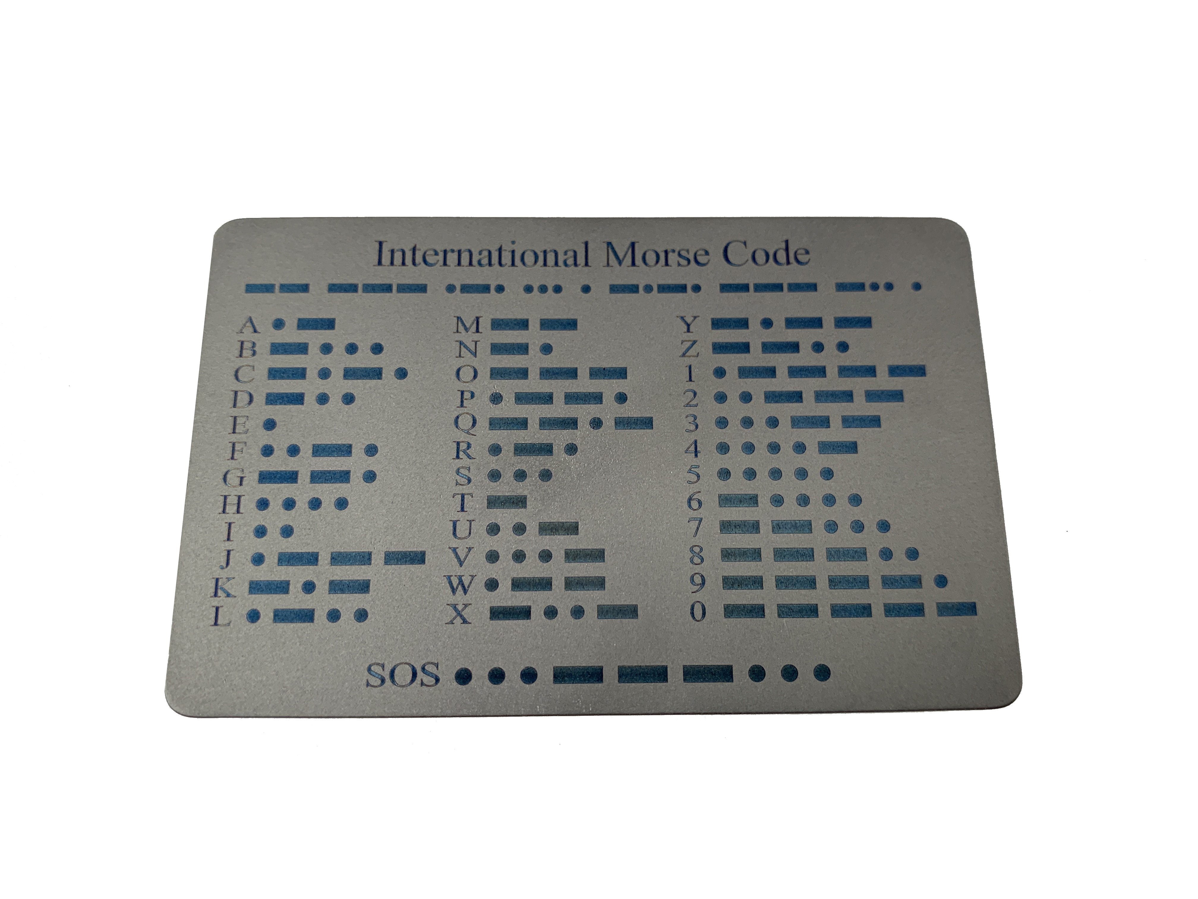 Titanium COMM Card - International Morse Code / SOS / Notes / Measurement