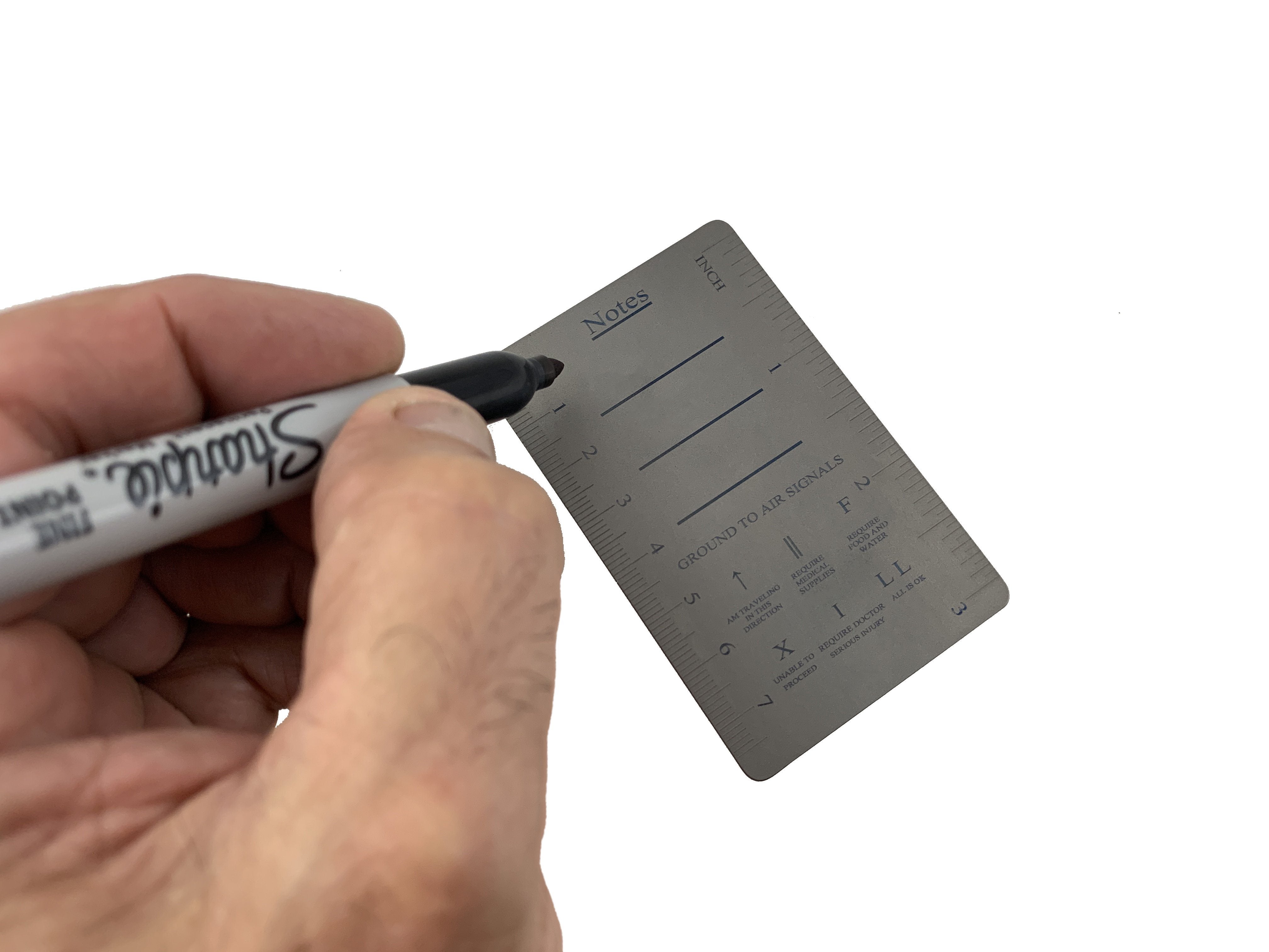 Titanium COMM Card - International Morse Code / SOS / Notes / Measurement