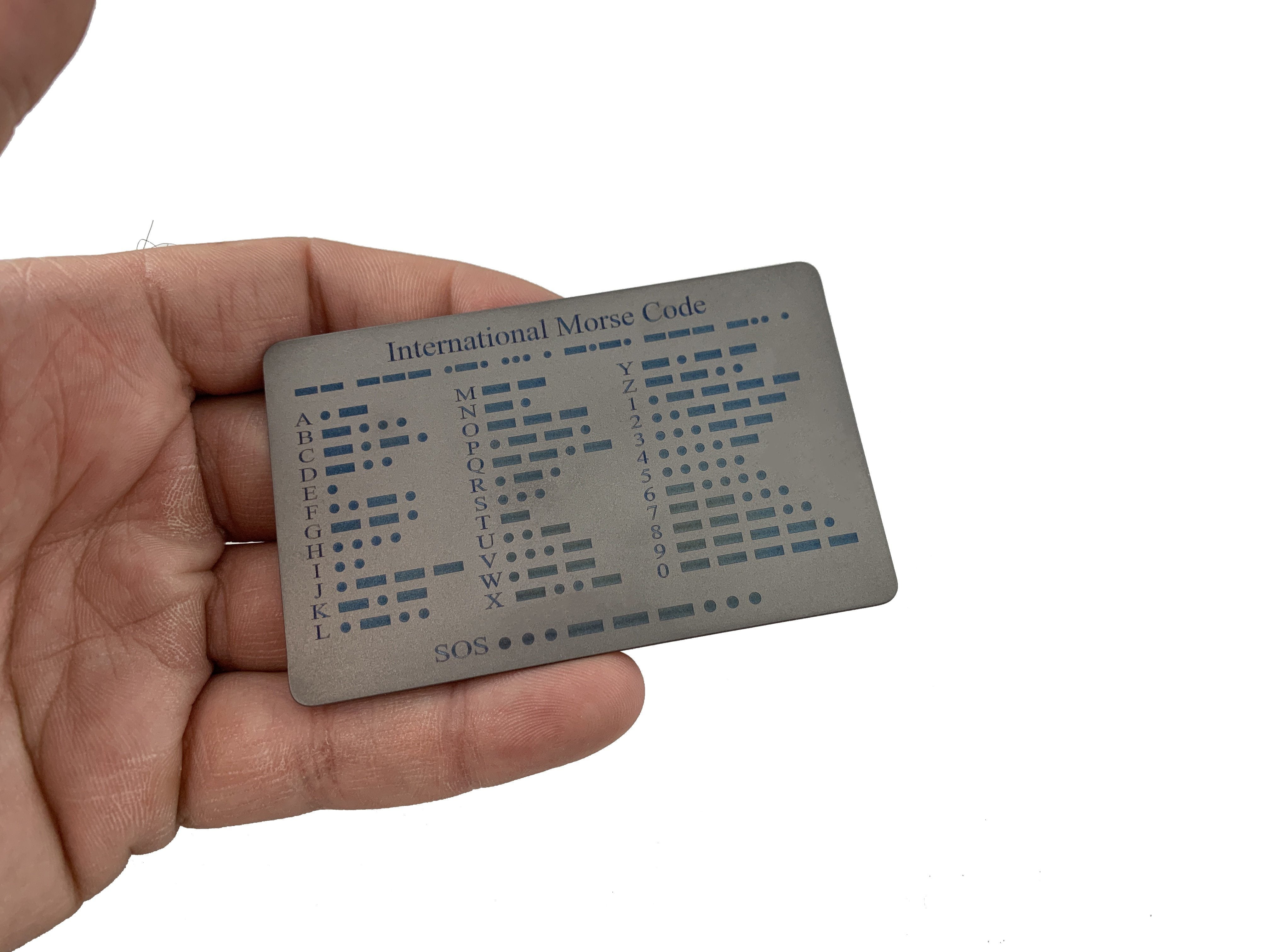 Titanium COMM Card - International Morse Code / SOS / Notes / Measurement