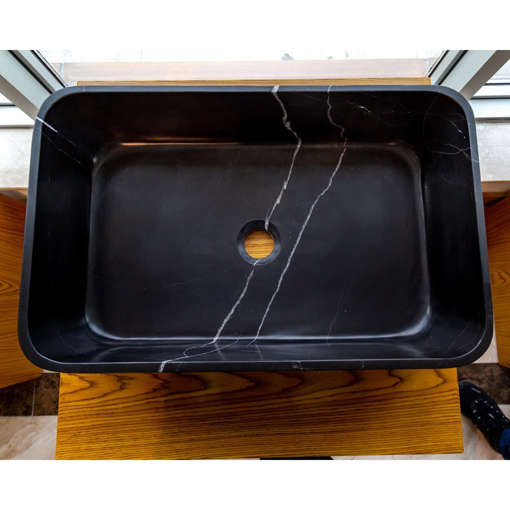 Toros Black Marble Above Vanity Rectangular Bathroom Sink Polished (W)13.5" (L)21.5" (H)6"