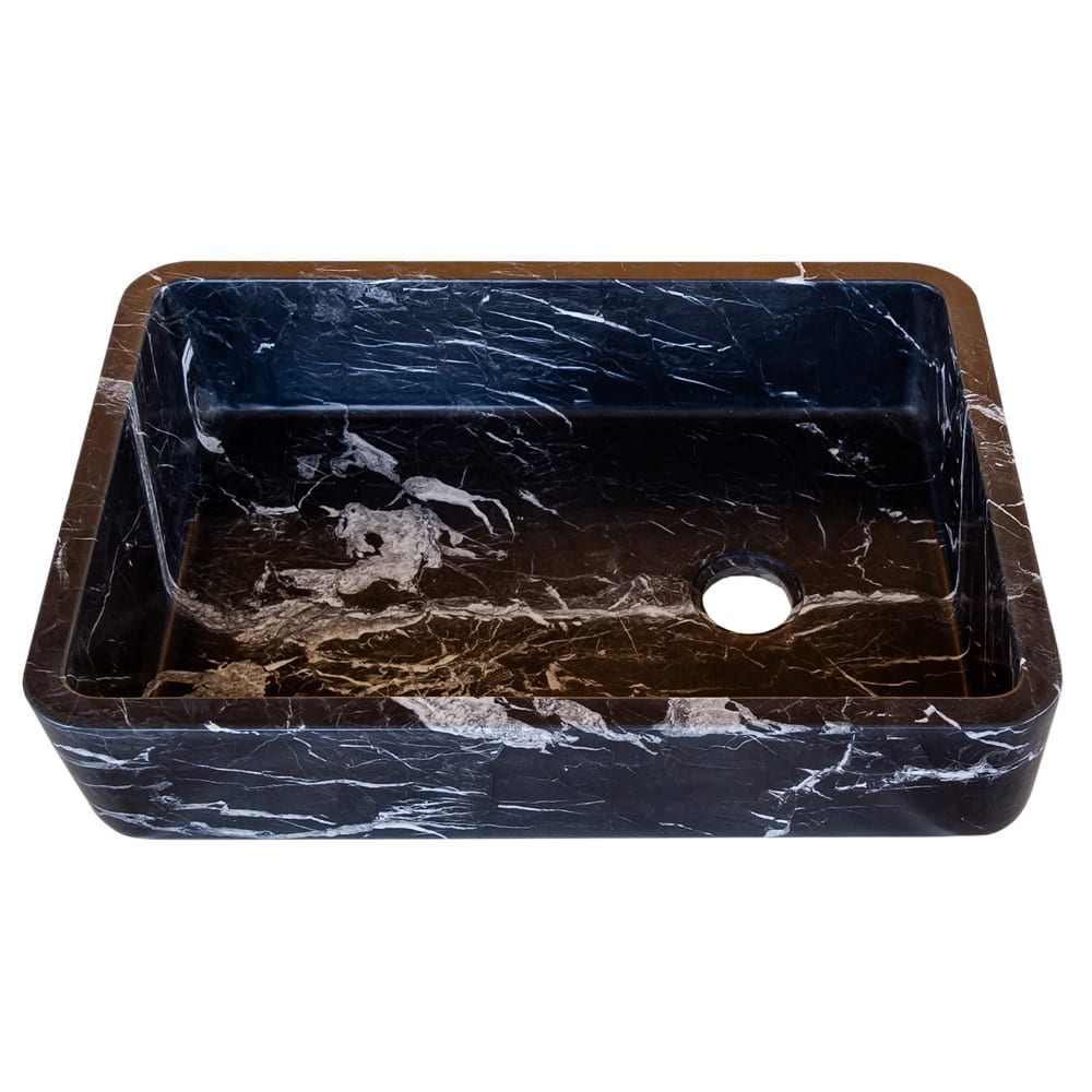 Toros Black Marble Rectangular Above Vanity Bathroom Sink (W)14.4" (L)20.3" (H)4.70"