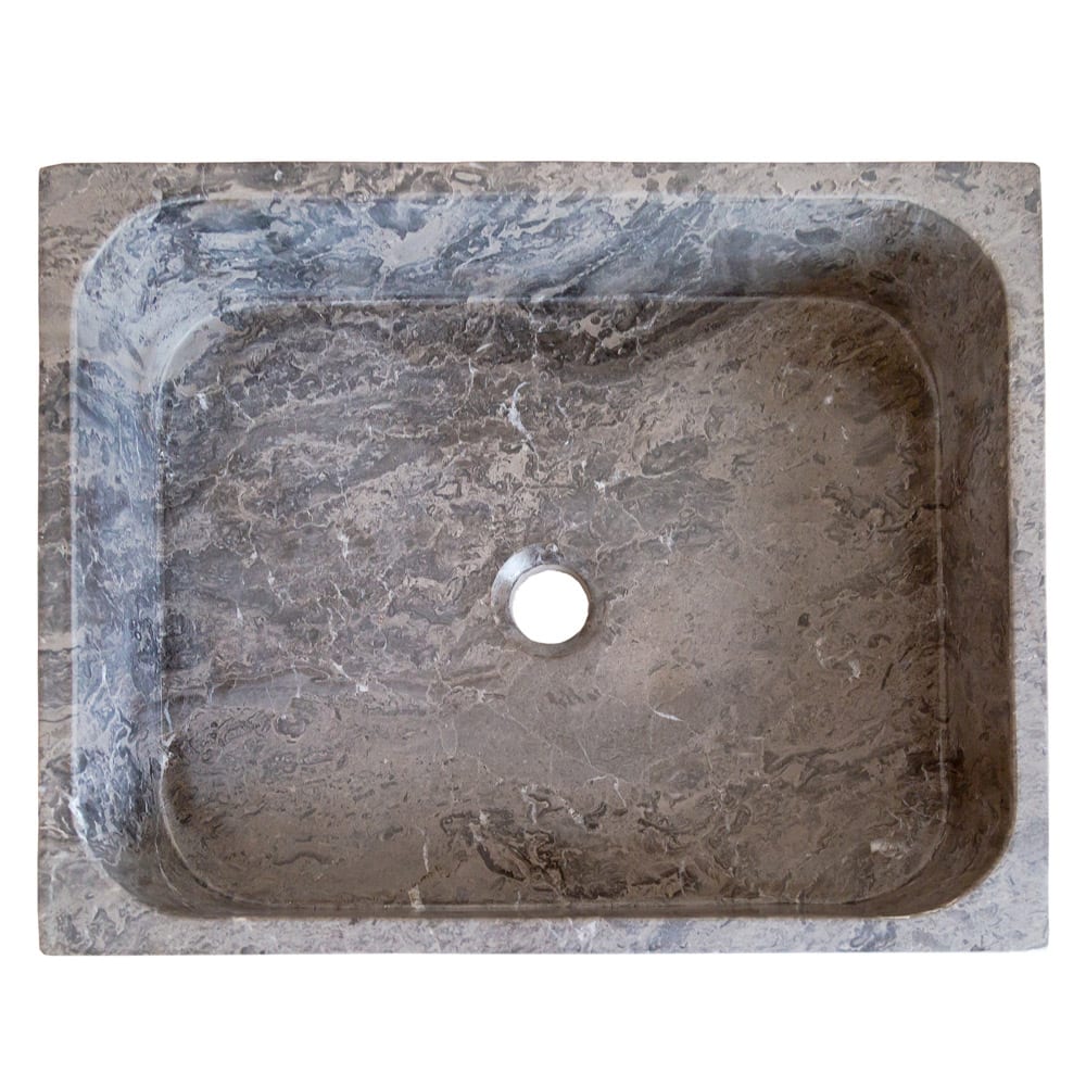 Tundra Gray Marble Farmhouse Rectangular Above Vanity Bathroom Sink (W)16" (L)19.5" (H)5"