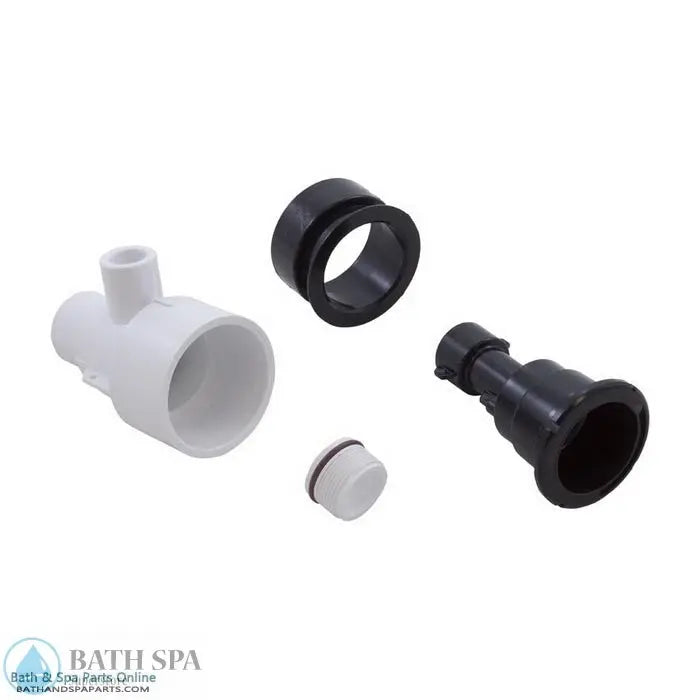 Waterway Poly Storm Straight Tee Body Assembly [1" Spigot (Air), 1-1/2" Spigot (Water)] [Black] (210-3841) Spa Parts: Spa Jets (Waterway Poly Storm Jets) 210-3841