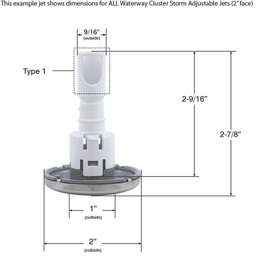 Waterway Adjustable Cluster Storm Jet Internal [2" FD] [Directional] [5-Point Scallop] [White] (212-1549-STS)