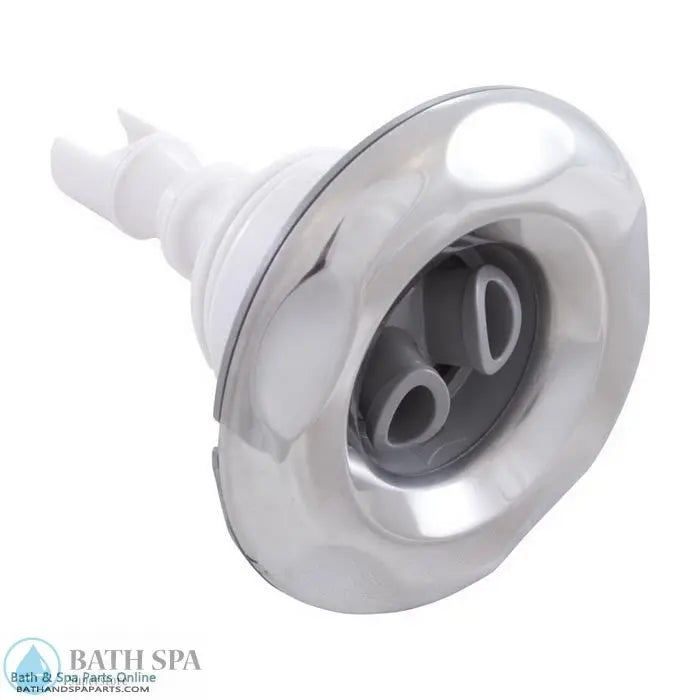 Waterway Mini Storm Jet Internal [3" FD] [Threaded] [Twin Roto] [Scallop] [SS/Grey] (229-5437S) Spa Parts: Spa Jets (Waterway Mini Storm Series Jets) 229-5437S