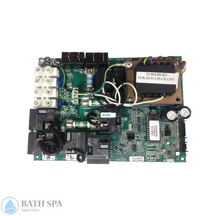 Hydro-Quip PCB Spa Control System ECO-2+2 Digital Circuit Board [120V] [6220, 9220 Series] (33-0024D-R6) Spa Parts: Spa Circuit Boards (Hydro Quip) 33-0024D-R6