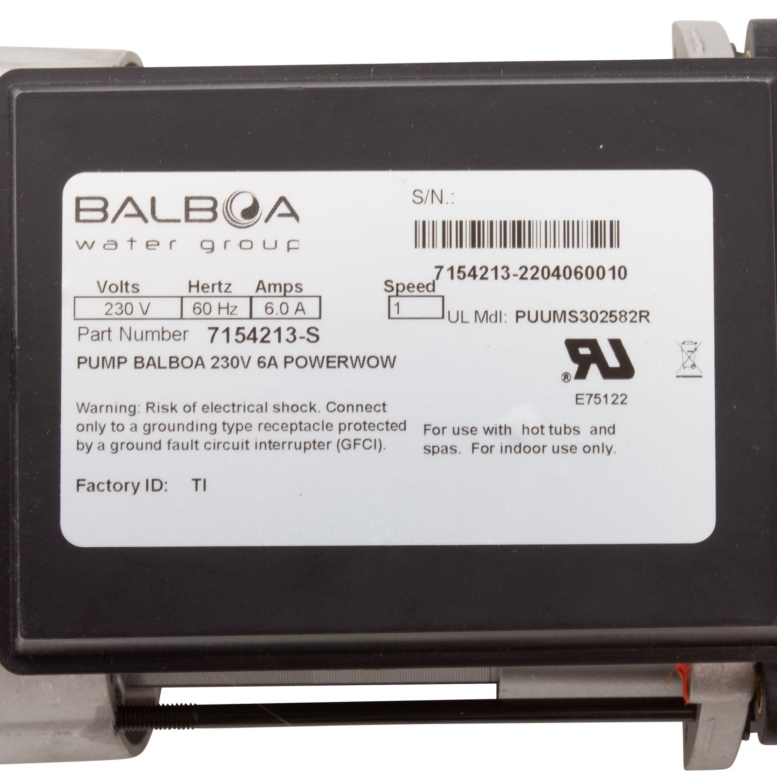 Balboa Circulation Pump [2"] [230v] [1-Speed] [6.0 Amps] (1054171)
