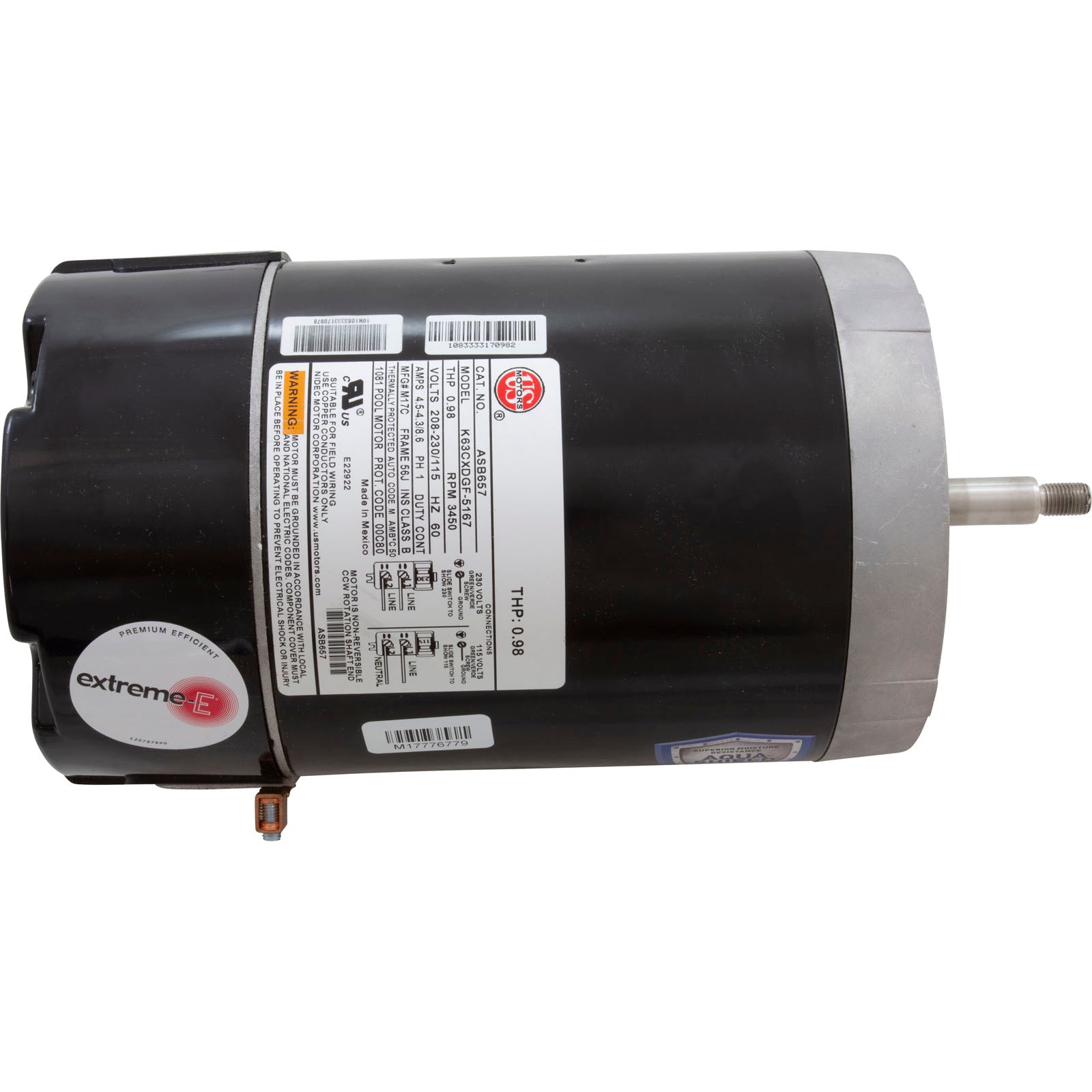 US Motor C-Face 1/2 HP Motor [1-S] [threaded] [115/230V] (B126)