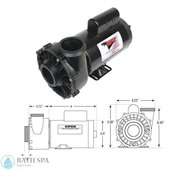 Waterway 5.0 HP Viper 56 Frame Spa Pump [2-Speed] [60Hz] [230V] [16.4A] (3722021-0V) Spa Pumps & Parts: Spa Pumps (Waterway Viper Spa Pumps) 3722021-0V