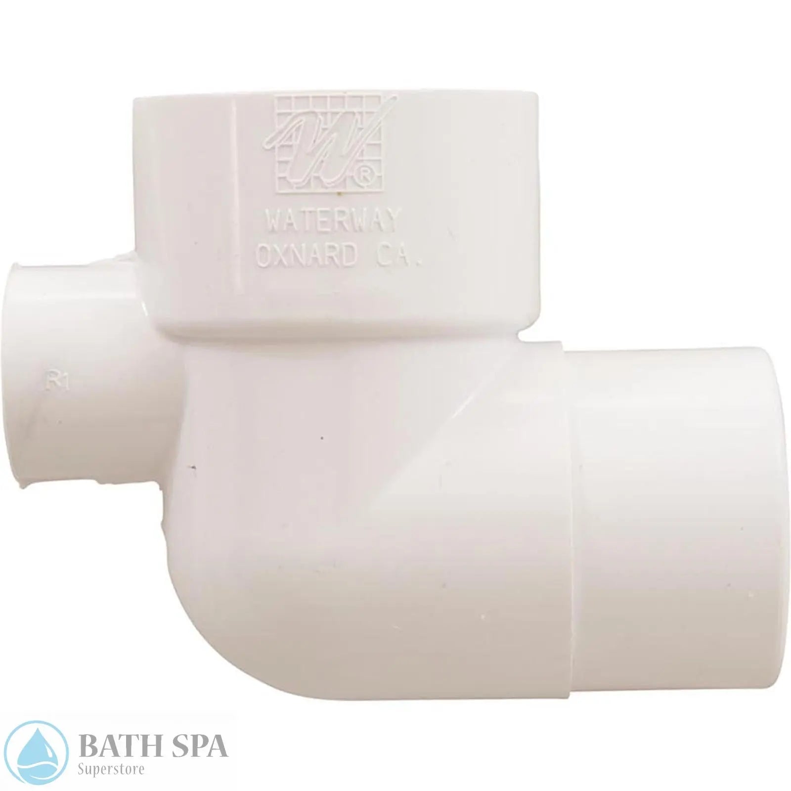 Waterway 90 Degree Street Elbow [Ell] [1-1/2" Slip x 1-1/2" Spigot x 1/2" Slip] (411-4080) PVC Plastic Fittings & Valves: Elbows 411-4080-side