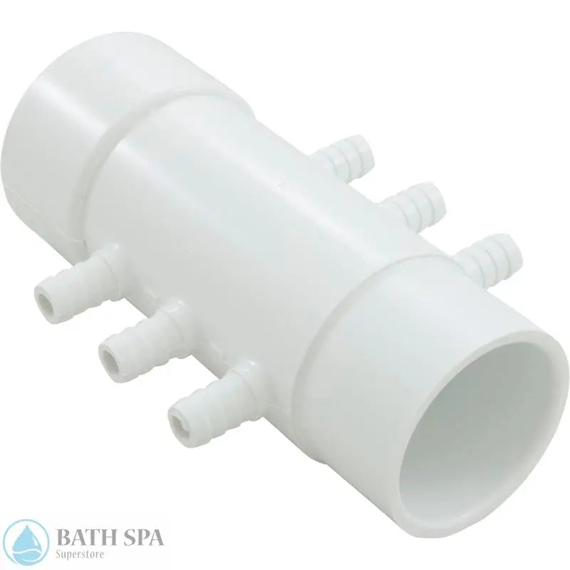 Waterway 6-Port Manifold [1-1/2" Spigot x 1-1/2" Slip x (6) 3/8" Barb] (425-4000) PVC Plastic Fittings & Valves: Manifolds 425-4000-Side