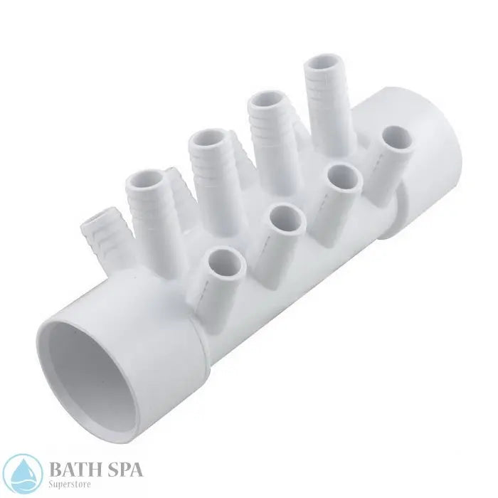Waterway 12-Port Flow Thru Shur-Grip Manifold [2" Slip x 2" Slip x (12) 3/4" Barb] [Use Plug 715-9860] (672-4980) Pool Parts: Pool Main Drain 55-270-2270_XL