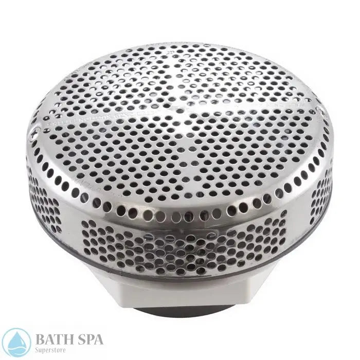 Waterway 5" Super Hi-Flo Suction [2.5" x Straight] [251 GPM] [VGB 2008] [White/SS] (640-3580S V) Spa Parts: Spa Suctions 640-3580S_V