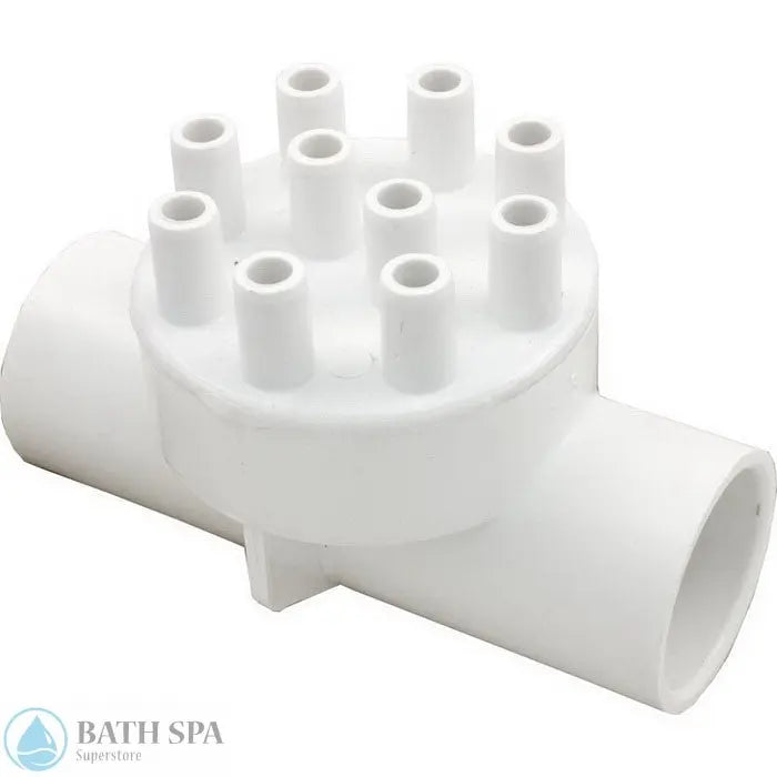Waterway 10-Port Manifold [1" Slip x 1" Slip x (10) 3/8" Barb] (672-5080) PVC Plastic Fittings & Valves: Manifolds (Air) 672-5080