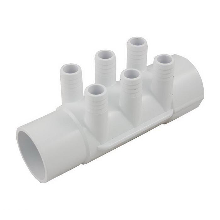 Waterway Water Manifold 6-Port Flow-Thru [3/4" Barb x 2" Slip x 2" Spigot] (672-7150)