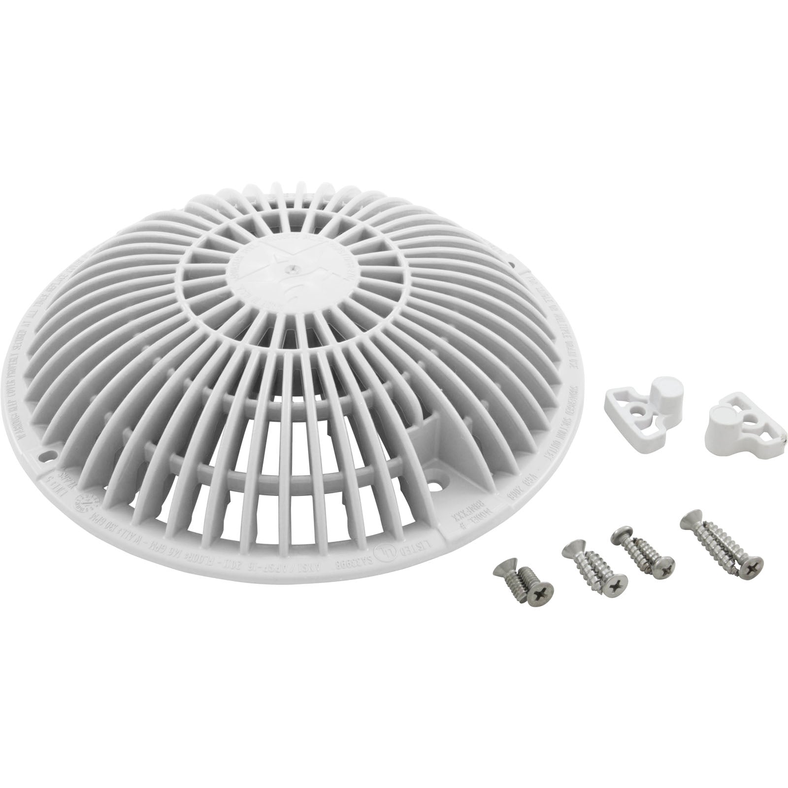 AquaStar Retro 8" Round Main Drain Grate [MoFlow] [W/Hardware] [White] (R8MF101)